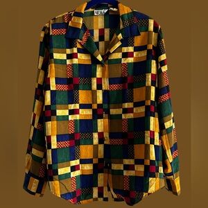 LE CAVIAR | Vintage Colorful Geometric Pattern Blouse